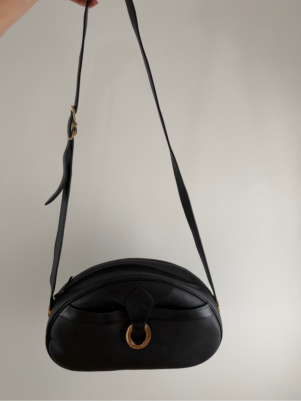 Authentic Vintage Christian Dior Black Leather Crossbody Bag